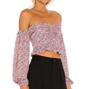 NWT Lovers + Friends Arianna Top Red Floral